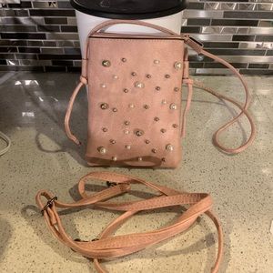 Crossbody Pink Bag w/ Pearls & Silver Balls